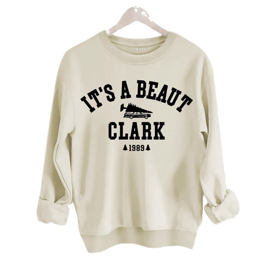 Beautiful Clark 1989 vintage Christmas print hoodie